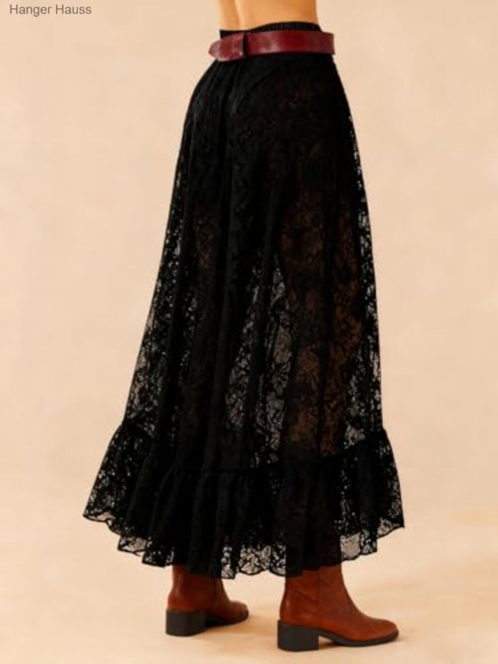 Lace Maxi Skirt Sheer High Low Asymmetrical Beach Cover-up Y2K - Picture 2 of 7